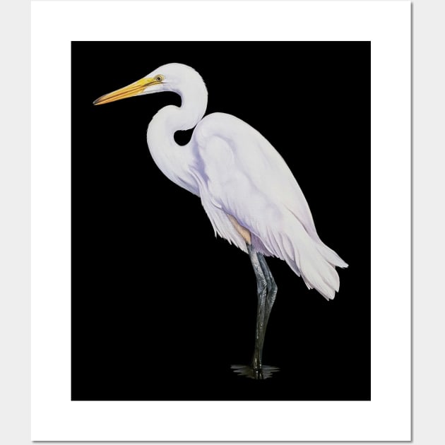 Great White Egret Painting (no background) Wall Art by EmilyBickell